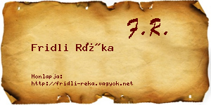 Fridli Réka névjegykártya